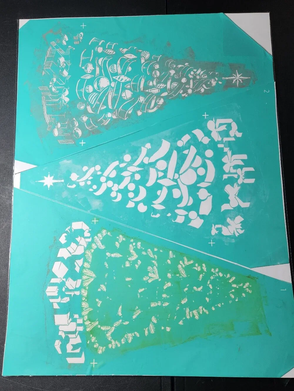 Lot Of 3 Chalk Couture Christmas Transfers, Used